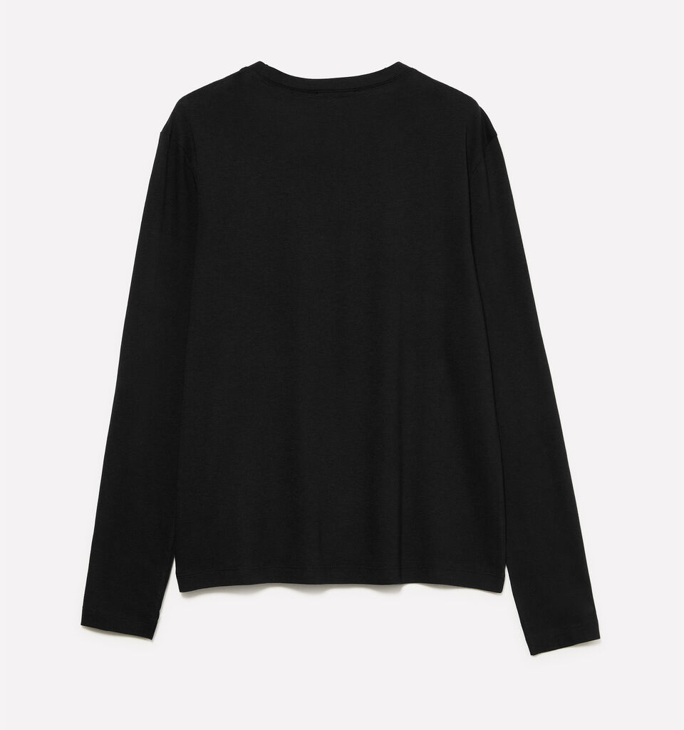 T-shirt nera a maniche lunghe - t-shirt a manica lunga da donna - Nero | Sisley image number 2